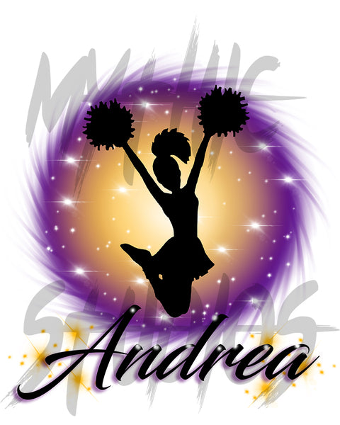 G011 Digitally Airbrush Painted Personalized Custom Cheerleading Cheerleader Cheer  Drawstring Backpack