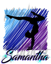 G012 Digitally Airbrush Painted Personalized Custom Gymnastics dancer silhouette girl Drawstring Backpack