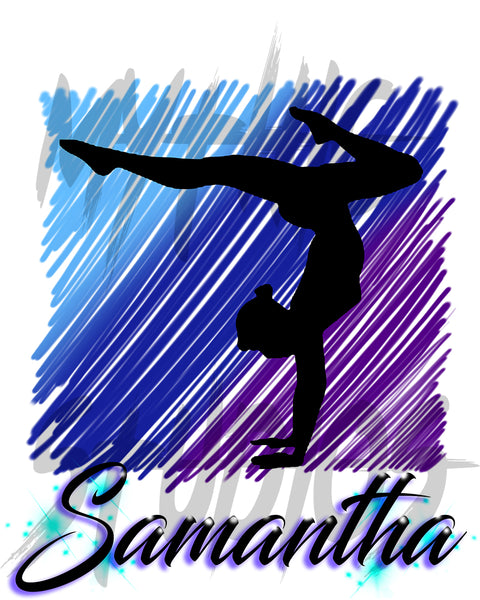 G012 Digitally Airbrush Painted Personalized Custom Gymnastics dancer silhouette girl Drawstring Backpack