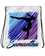 G012 Digitally Airbrush Painted Personalized Custom Gymnastics dancer silhouette girl Drawstring Backpack