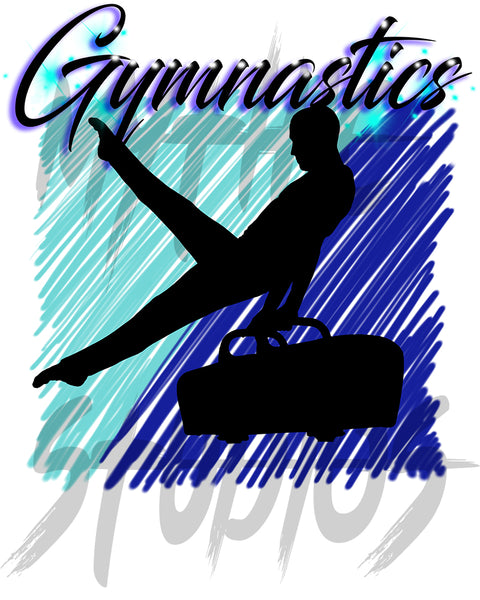 G013 Digitally Airbrush Painted Personalized Custom Gymnastics dancer silhouette guy  Drawstring Backpack