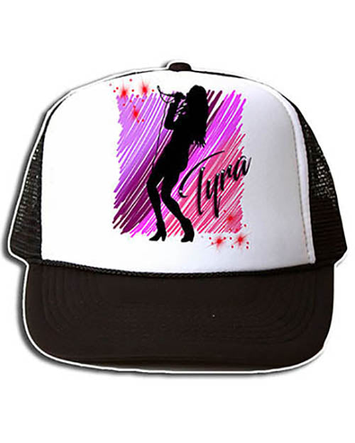 G014 Personalized Airbrush Singer Musician Snapback Trucker Hat