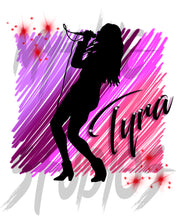G014 Digitally Airbrush Painted Personalized Custom Musician singer dancer silhouette girl party Theme gift painting name Band Drawstring Backpack