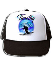 G015 Personalized Airbrush Skiing Snapback Trucker Hat