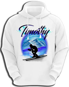 G015 Personalized Airbrush Skiing Hoodie Sweatshirt