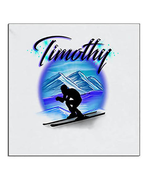 G015 Personalized Airbrush Skiing Ceramic Coaster