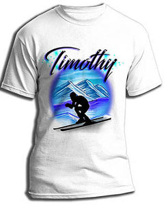G015 Personalized Airbrush Skiing Tee Shirt
