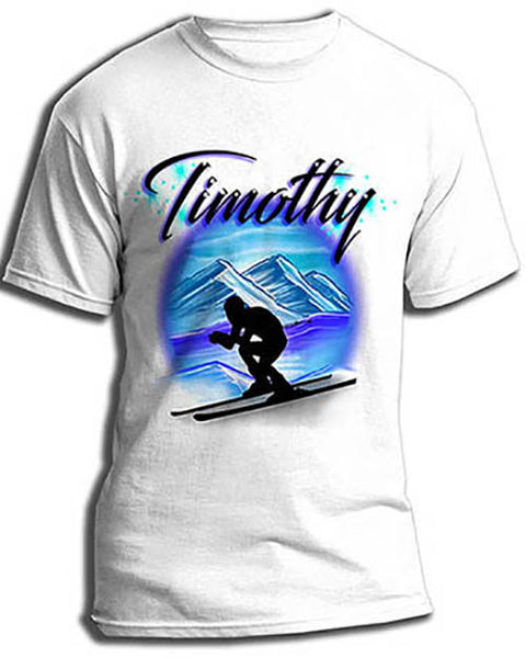 G015 Personalized Airbrush Skiing Tee Shirt