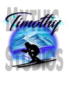 G015 Personalized Airbrush Skiing Tee Shirt