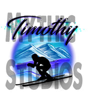 G015 Personalized Airbrush Skiing License Plate Tag