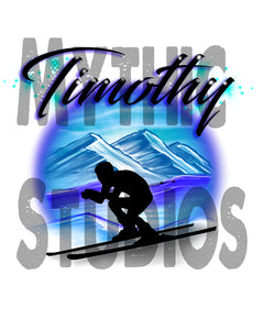 G015 Personalized Airbrush Skiing Ceramic Coffee Mug