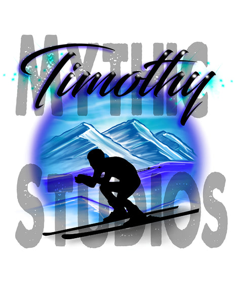 G015 Personalized Airbrush Skiing Ceramic Coaster