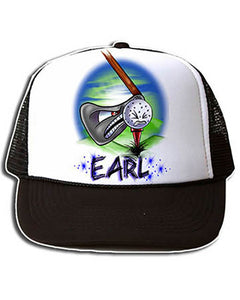 G016 Personalized Airbrush Golfing Snapback Trucker Hat