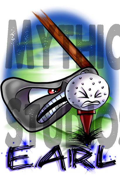 G016 Personalized Airbrush Golfing License Plate Tag