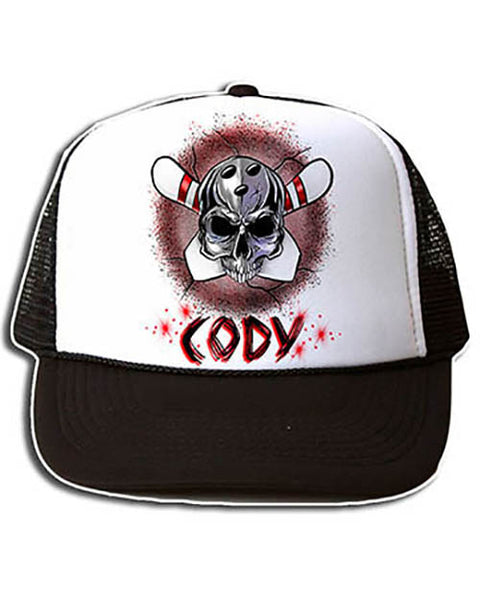 G017 Personalized Airbrush Bowling Snapback Trucker Hat