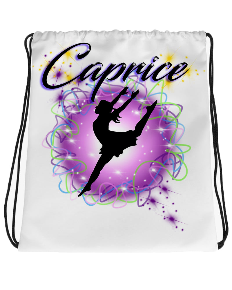 G018 Digitally Airbrush Painted Personalized Custom Cheerleader gymnast dancer Drawstring Backpack