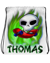 G023 Digitally Airbrush Painted Personalized Custom Zero Skateboard Skull Drawstring Backpack