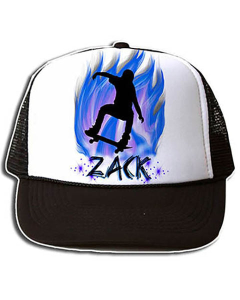 G024 Personalized Airbrush Skateboarding Snapback Trucker Hat
