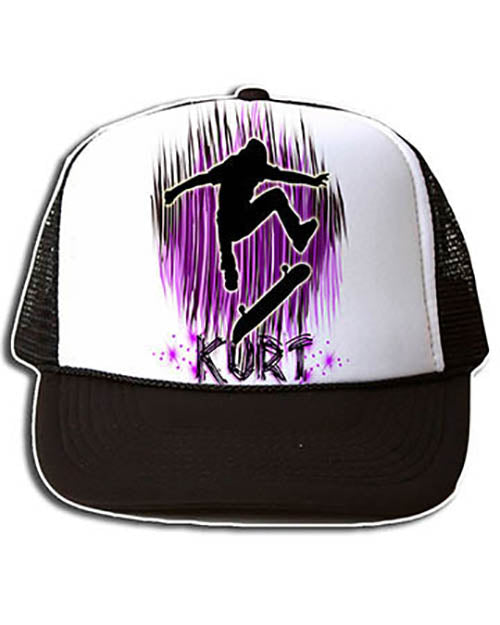 G025 Personalized Airbrush Skater Snapback Trucker Hat