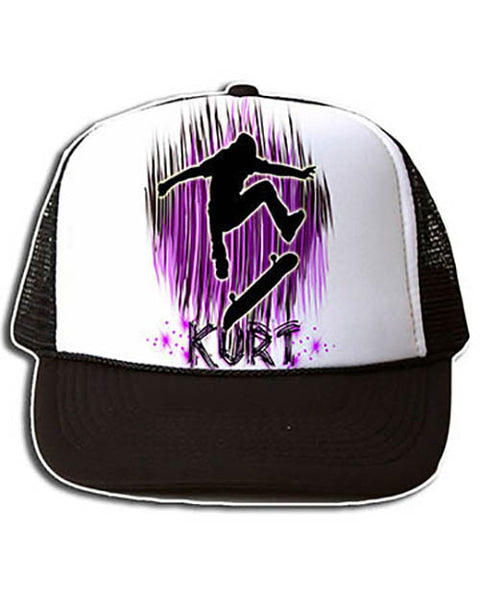 G025 Personalized Airbrush Skater Snapback Trucker Hat