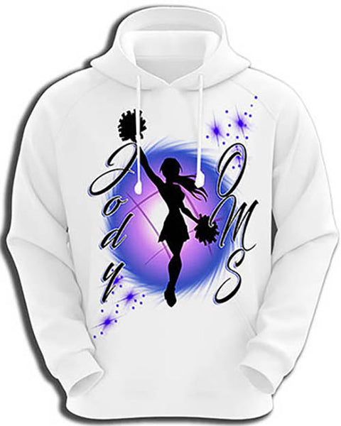 G026 Personalized Airbrush Cheer Hoodie Sweatshirt