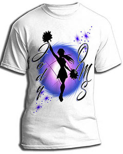 G026 Personalized Airbrush Cheer Tee Shirt