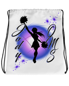 G026 Digitally Airbrush Painted Personalized Custom Cheer Drawstring Backpack