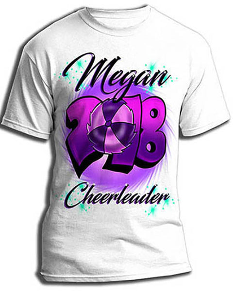 G027 Personalized Airbrush Cheerleading Tee Shirt