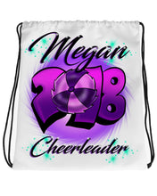 G027 Digitally Airbrush Painted Personalized Custom Cheerleading Drawstring Backpack