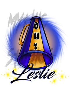 G028 Digitally Airbrush Painted Personalized Custom Megaphone  Drawstring Backpack