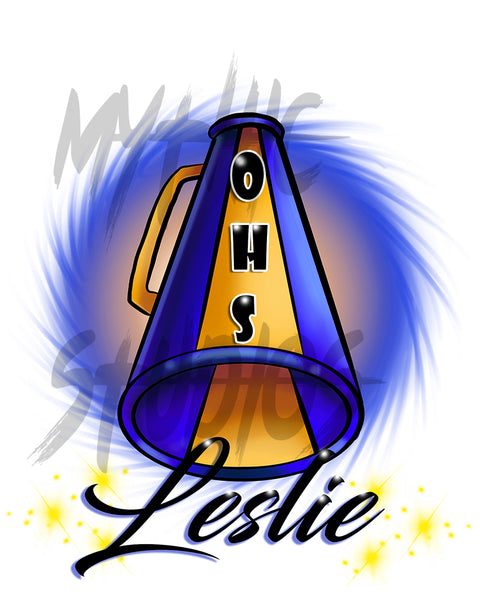 G028 Digitally Airbrush Painted Personalized Custom Megaphone  Drawstring Backpack