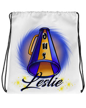 G028 Digitally Airbrush Painted Personalized Custom Megaphone  Drawstring Backpack