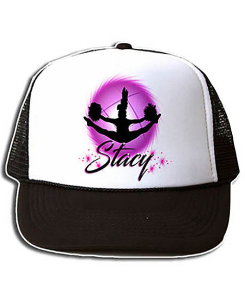 G029 Personalized Airbrush Cheerleading Snapback Trucker Hat