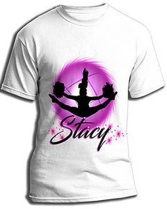 G029 Personalized Airbrush Cheerleading Tee Shirt
