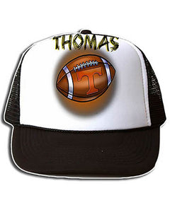 G030 Personalized Airbrush Football Snapback Trucker Hat