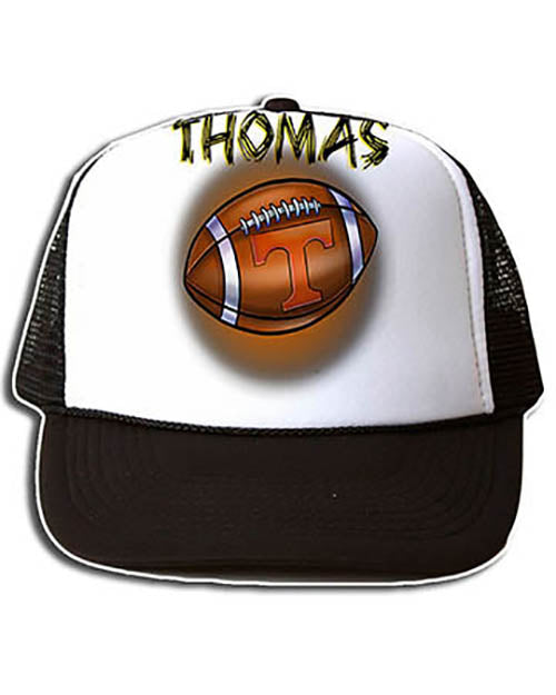 G030 Personalized Airbrush Football Snapback Trucker Hat