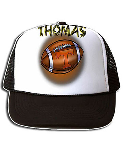 G030 Personalized Airbrush Football Snapback Trucker Hat