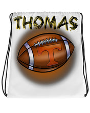 G030 Digitally Airbrush Painted Personalized Custom Football   Drawstring Backpack