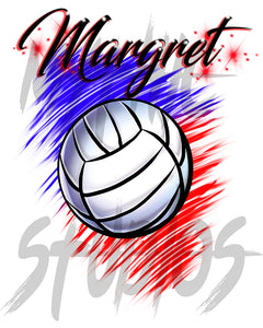 G031 Digitally Airbrush Painted Personalized Custom Volleyball   Drawstring Backpack