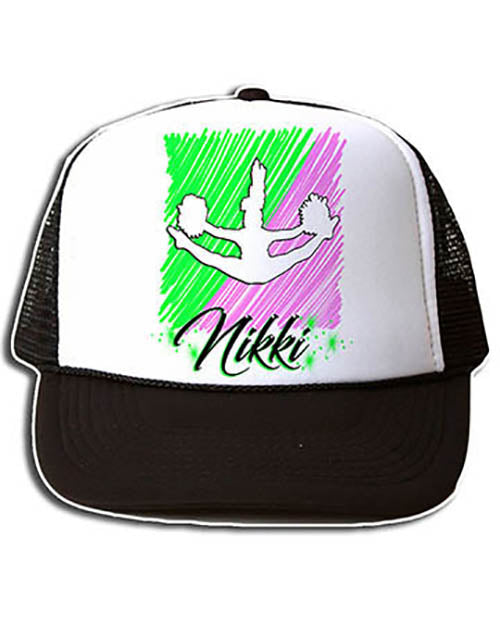 G032 Personalized Airbrush Cheerleading Snapback Trucker Hat
