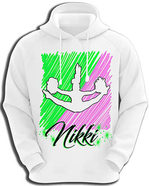 G032 Personalized Airbrush Cheerleading Hoodie Sweatshirt
