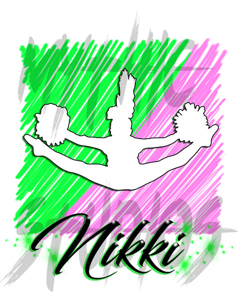 G032 Digitally Airbrush Painted Personalized Custom Cheerleading   Drawstring Backpack