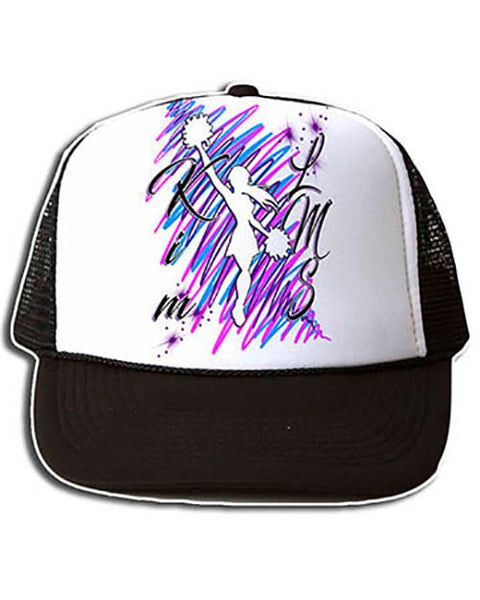G033 Personalized Airbrushed Cheerleading Snapback Trucker Hat