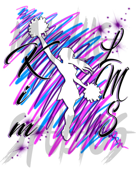 G033 Digitally Airbrush Painted Personalized Custom Cheerleading   Drawstring Backpack