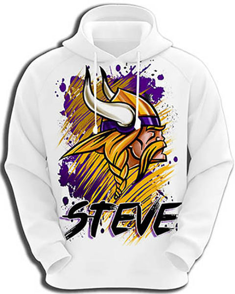 G036 Personalized Airbrush Viking Hoodie Sweatshirt