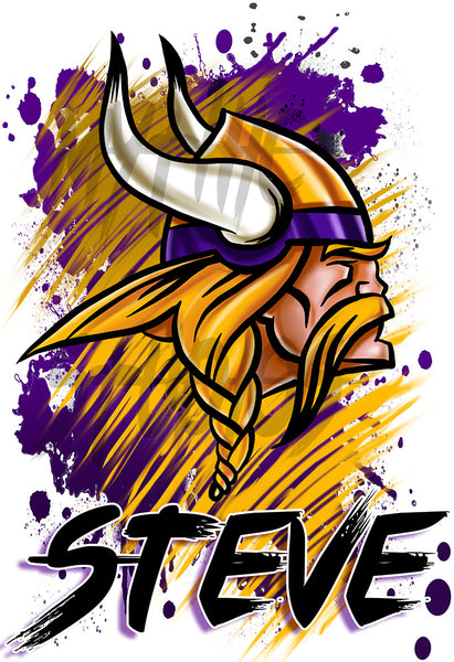 G036 Digitally Airbrush Painted Personalized Custom Viking  Drawstring Backpack