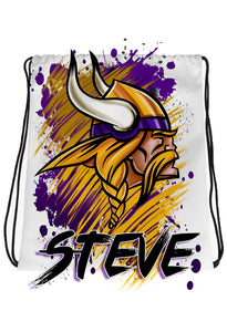 G036 Digitally Airbrush Painted Personalized Custom Viking  Drawstring Backpack