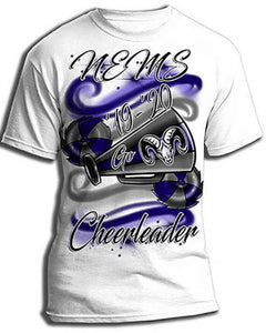 G037 Personalized Airbrushed Megaphone and Pom Pom Kids and Adult Tee Shirt
