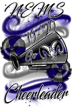 G037 Digitally Airbrush Painted Personalized Custom Megaphone and Pom Pom Drawstring Backpack