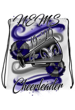 G037 Digitally Airbrush Painted Personalized Custom Megaphone and Pom Pom Drawstring Backpack